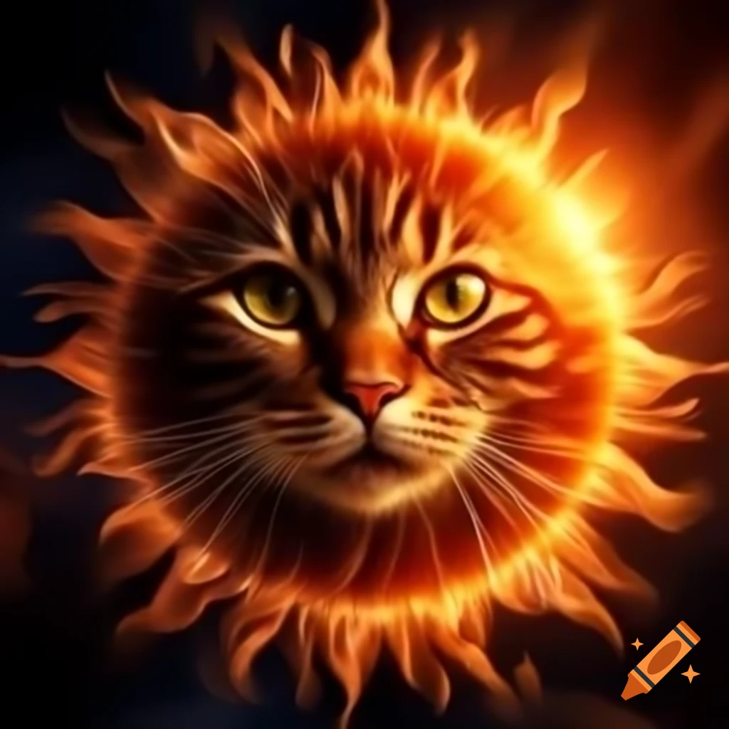Realistic sun with cat face design