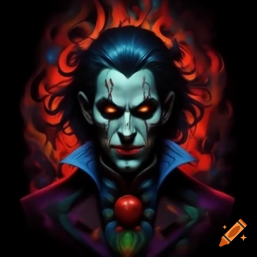 Psychedelic artwork featuring a vampire