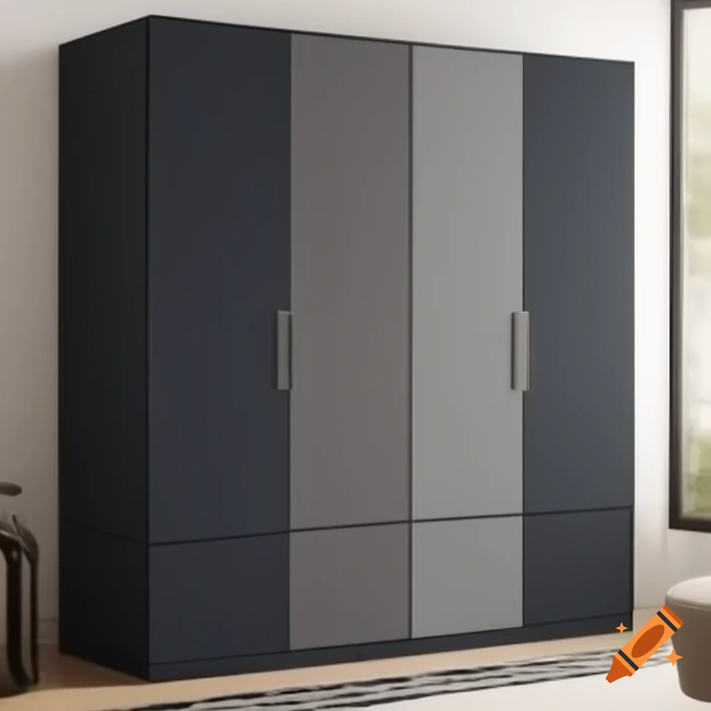 Dark grey and silver pearl color line pattern wardrobe design