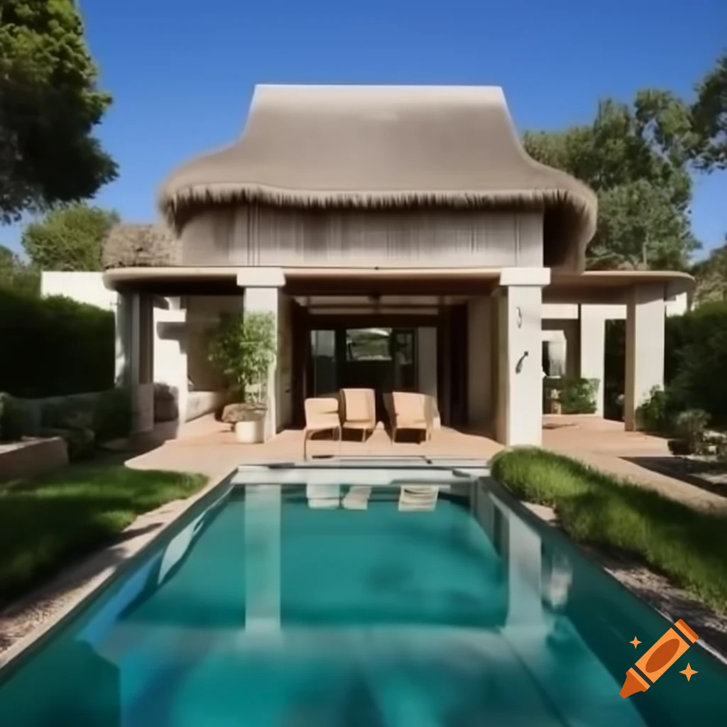 Mediterranean style African thatch house