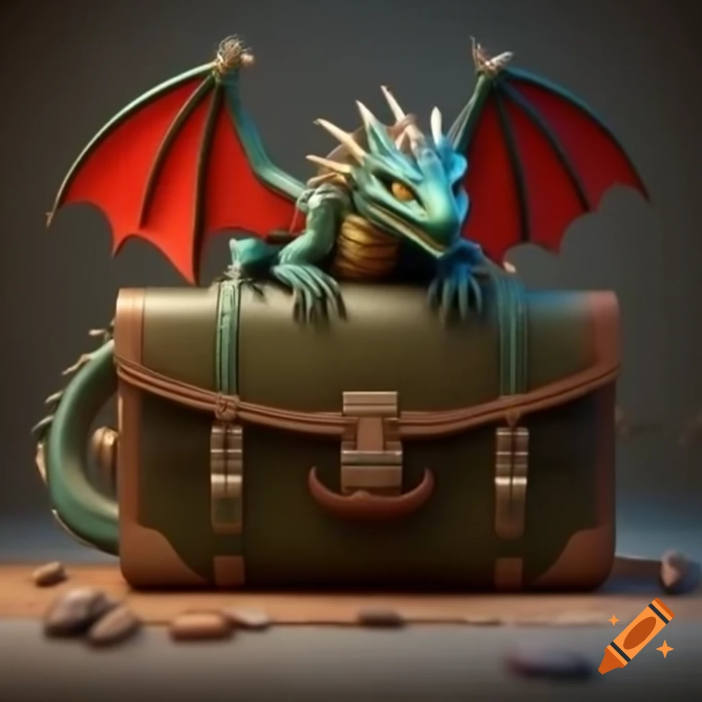 Briefcase featuring a dragon design