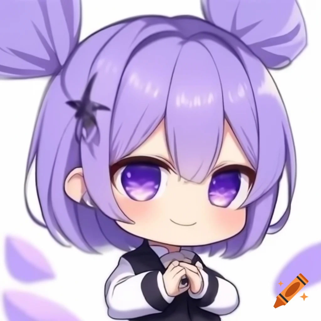 Anime chibi character with lavender hair