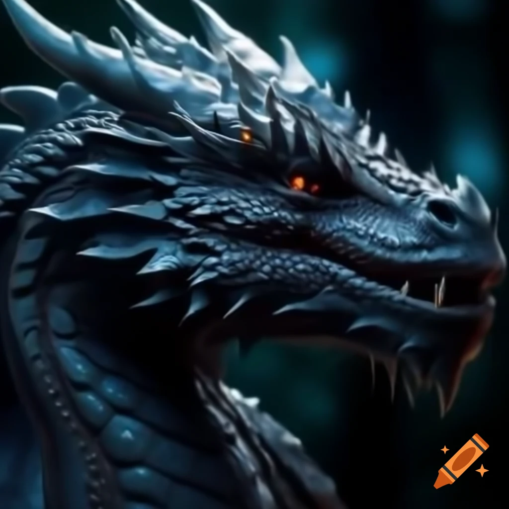 Black dragon in a mystical nether landscape