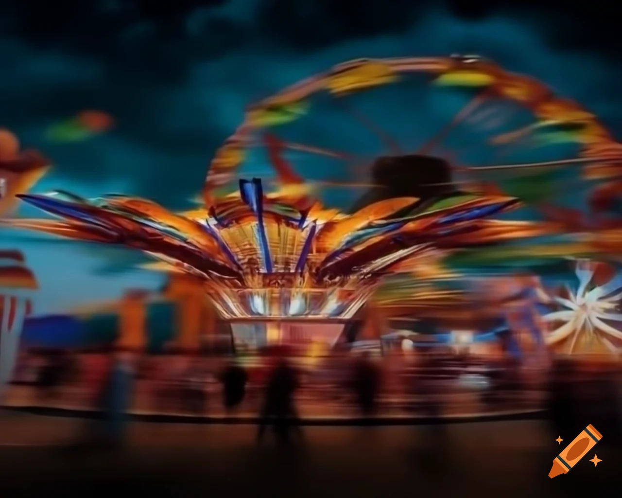 Phantasmagoric carnival with shifting attractions in surreal abstract art