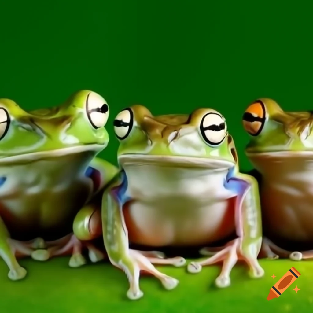 Two frogs observing each other
