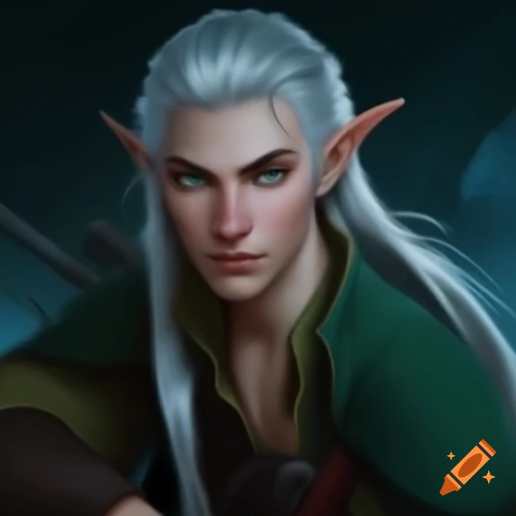Male elf pirate with silver hair