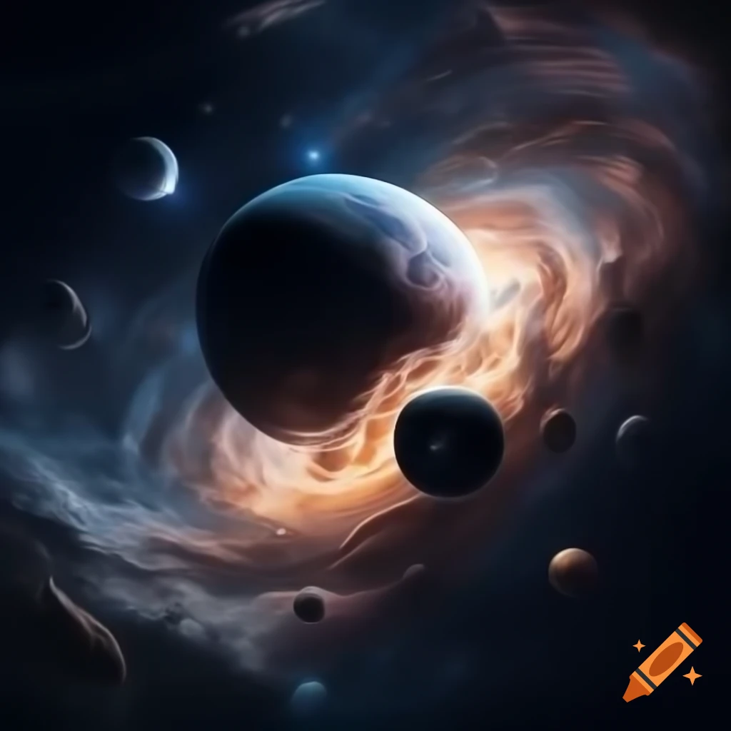Creative godlike figure in beautiful space setting