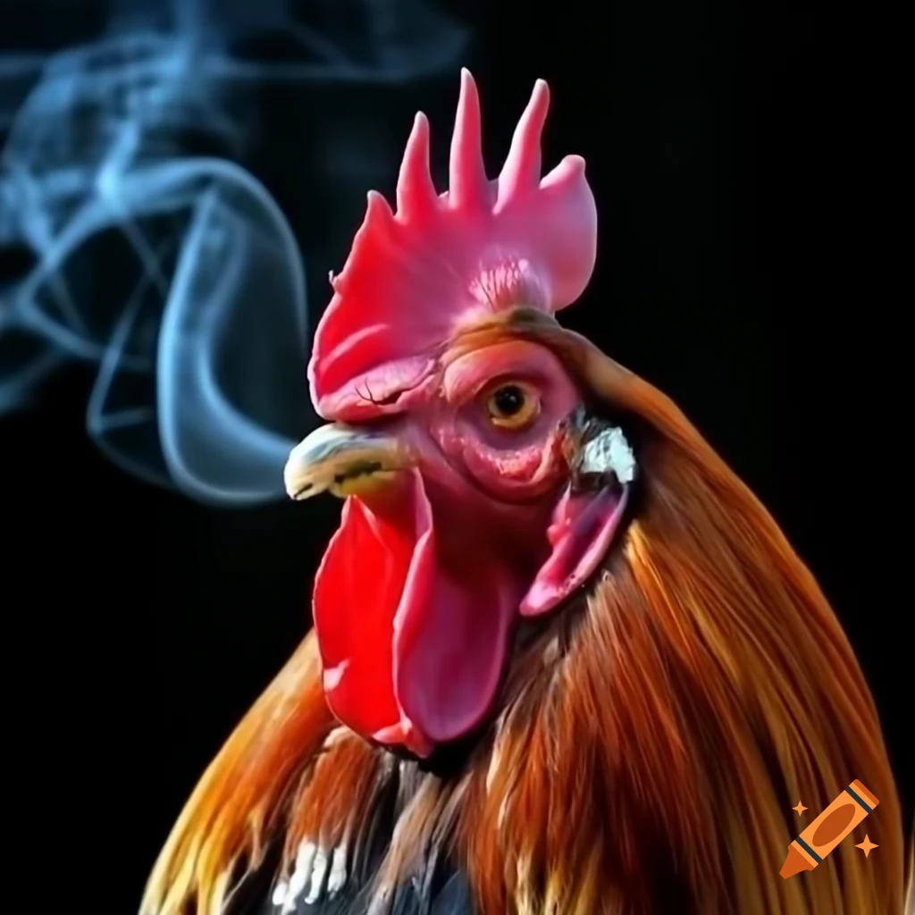 Rooster with sunglasses smoking, stylish and cool