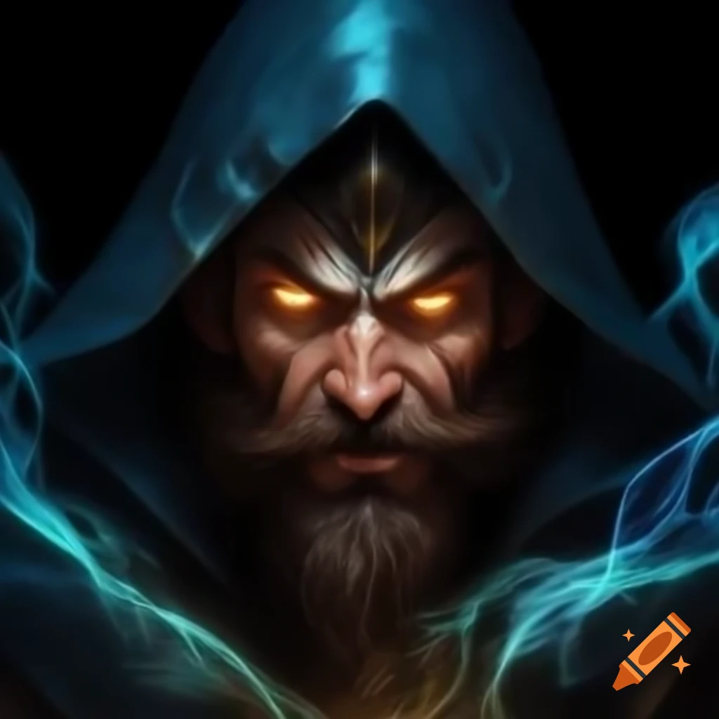 Magical man with glowing eyes