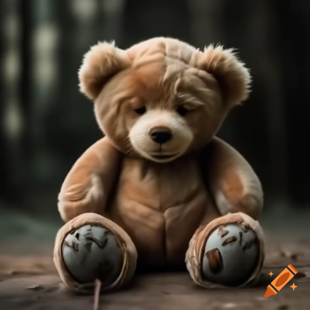 Teddy bear with a sad expression, showcasing emotions