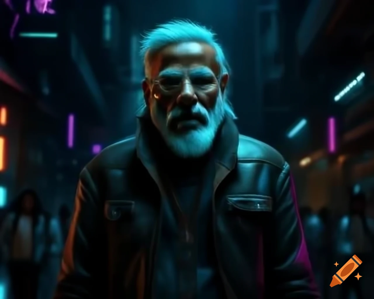 Cyberpunk depiction of Narendra Modi