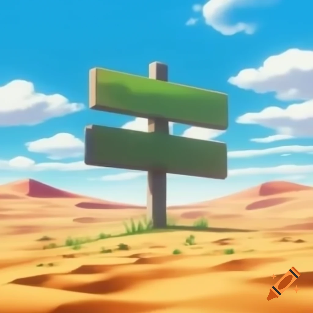Giant minus sign in the Sahara desert illustrated in anime style