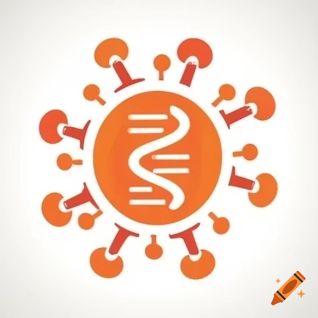 Orange DNA virus logo featuring various spike shapes