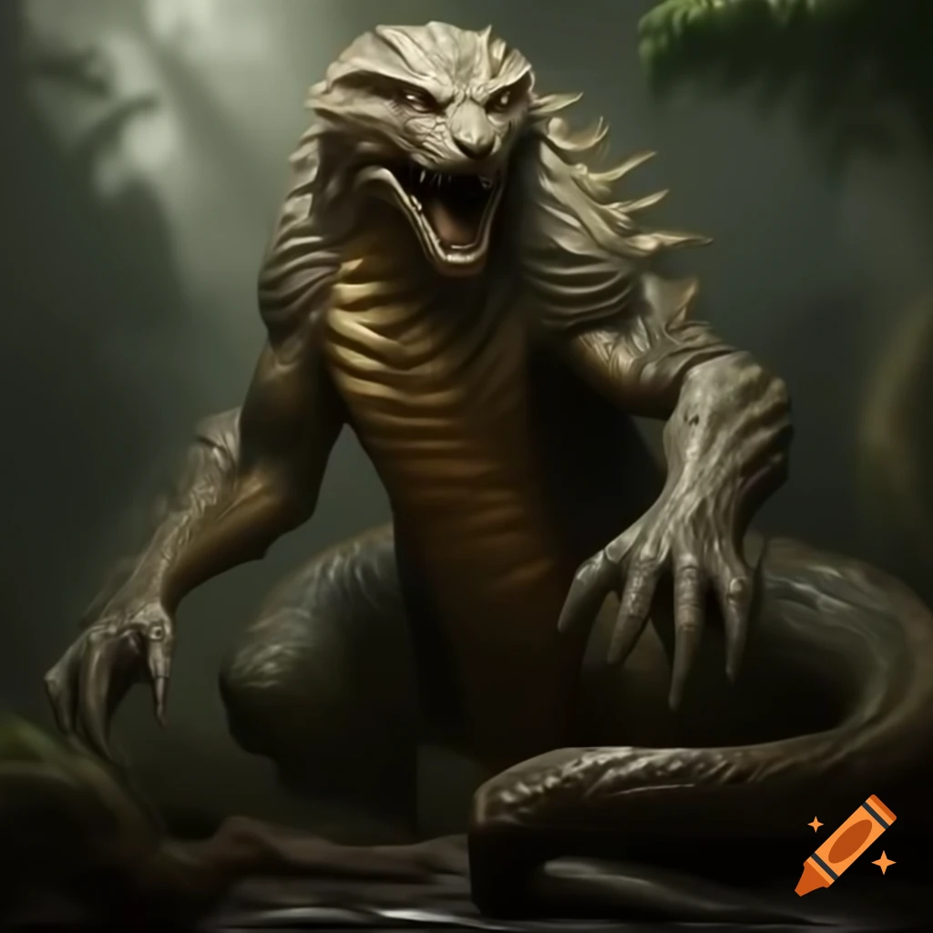 Majestic creature combining anaconda grace and tiger power in wilderness