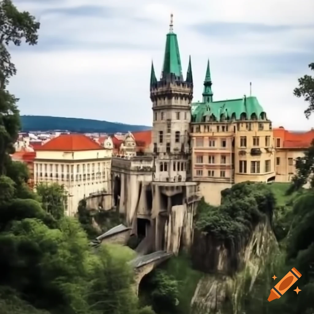 Prague Castle designed in steampunk style