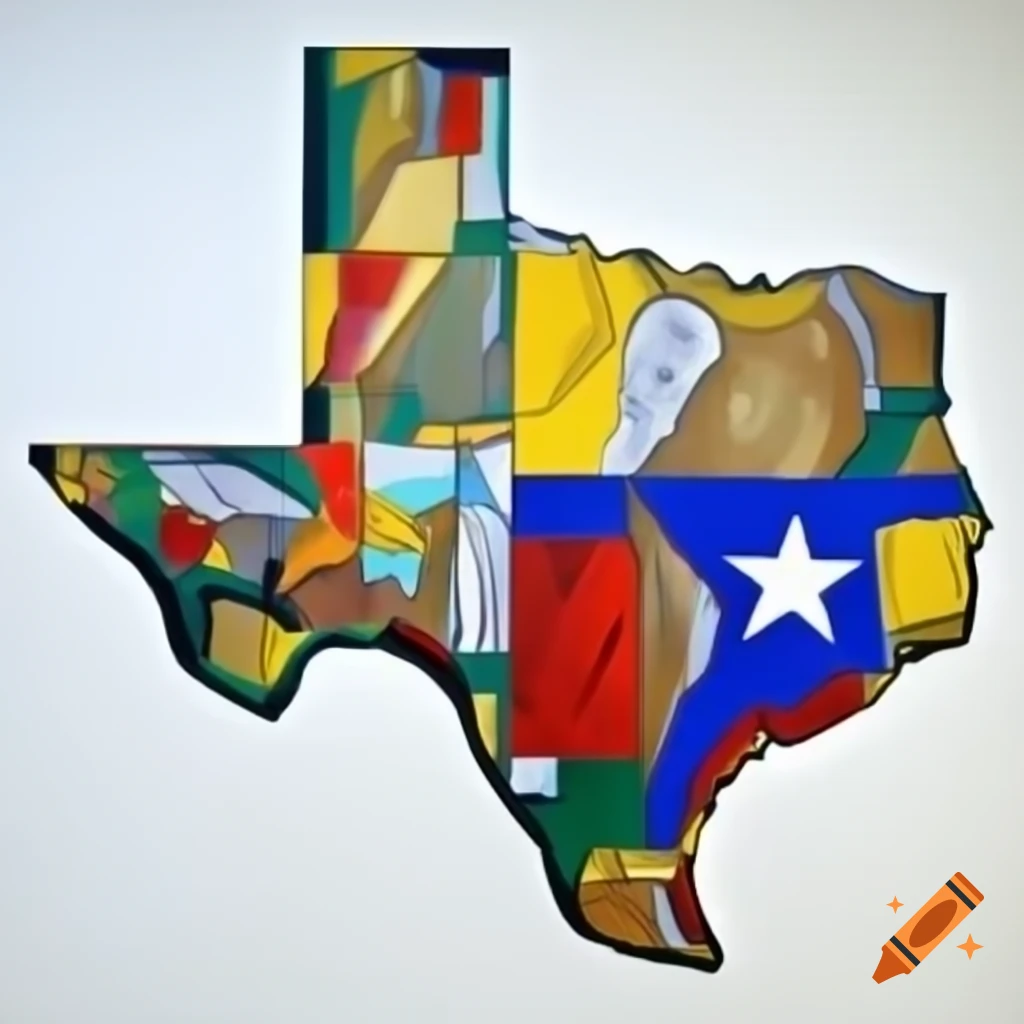 Picasso-style drawing of Texas on white background
