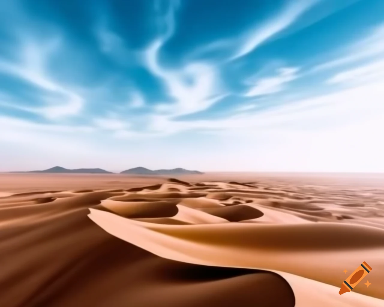 Breathtaking desert landscape with towering sand dunes and blue sky