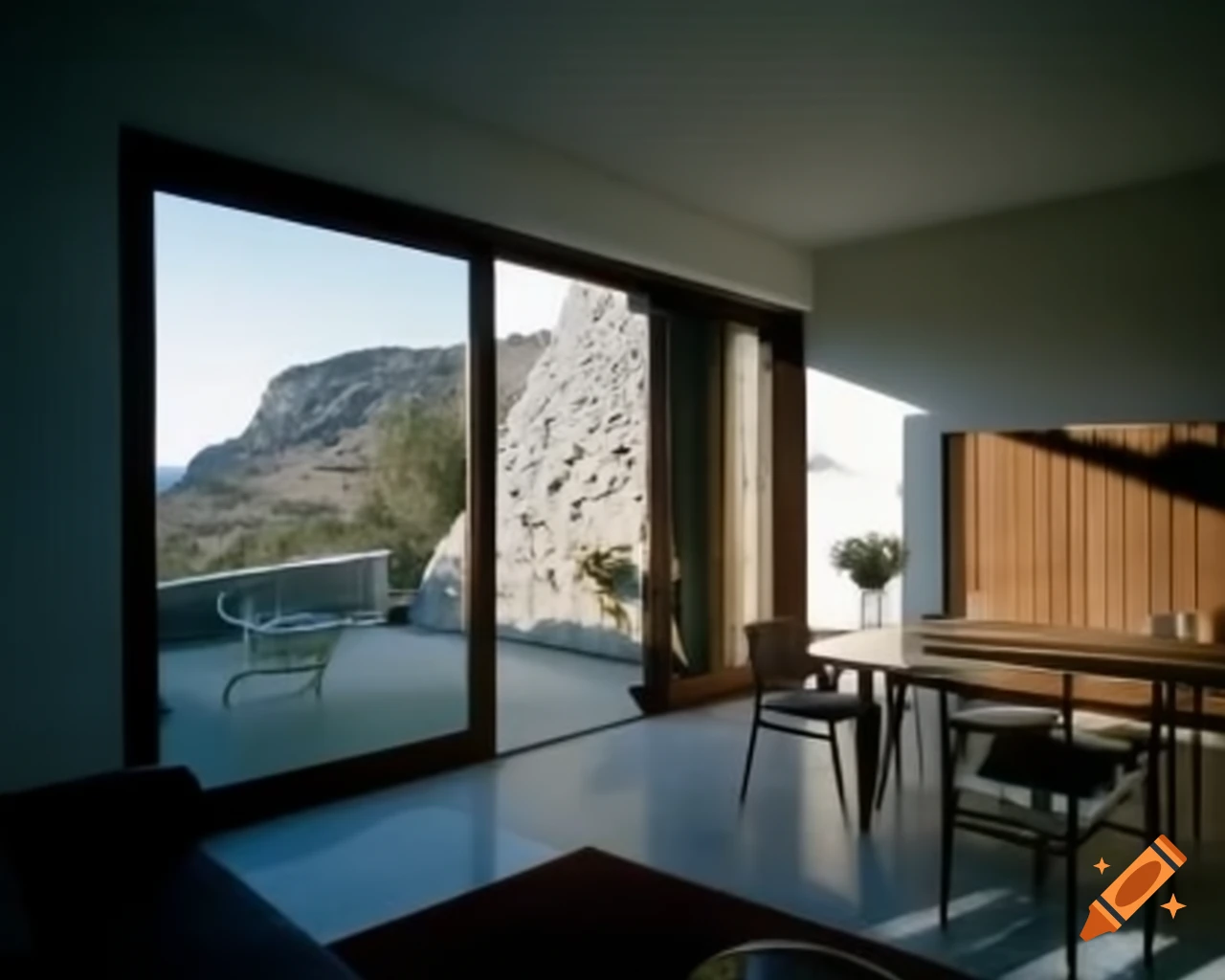 Modern interior room showcasing Greek architecture