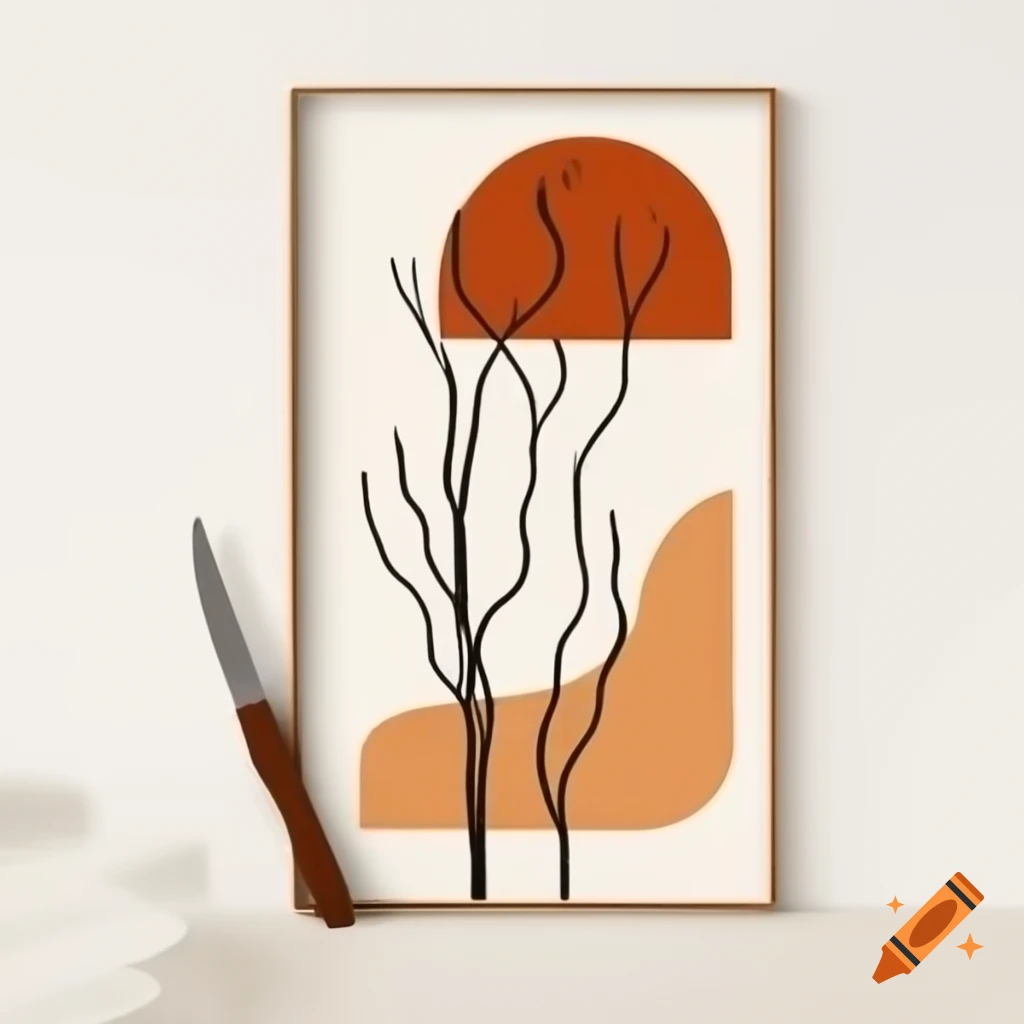 Minimalist fall oil painting created with a painting knife