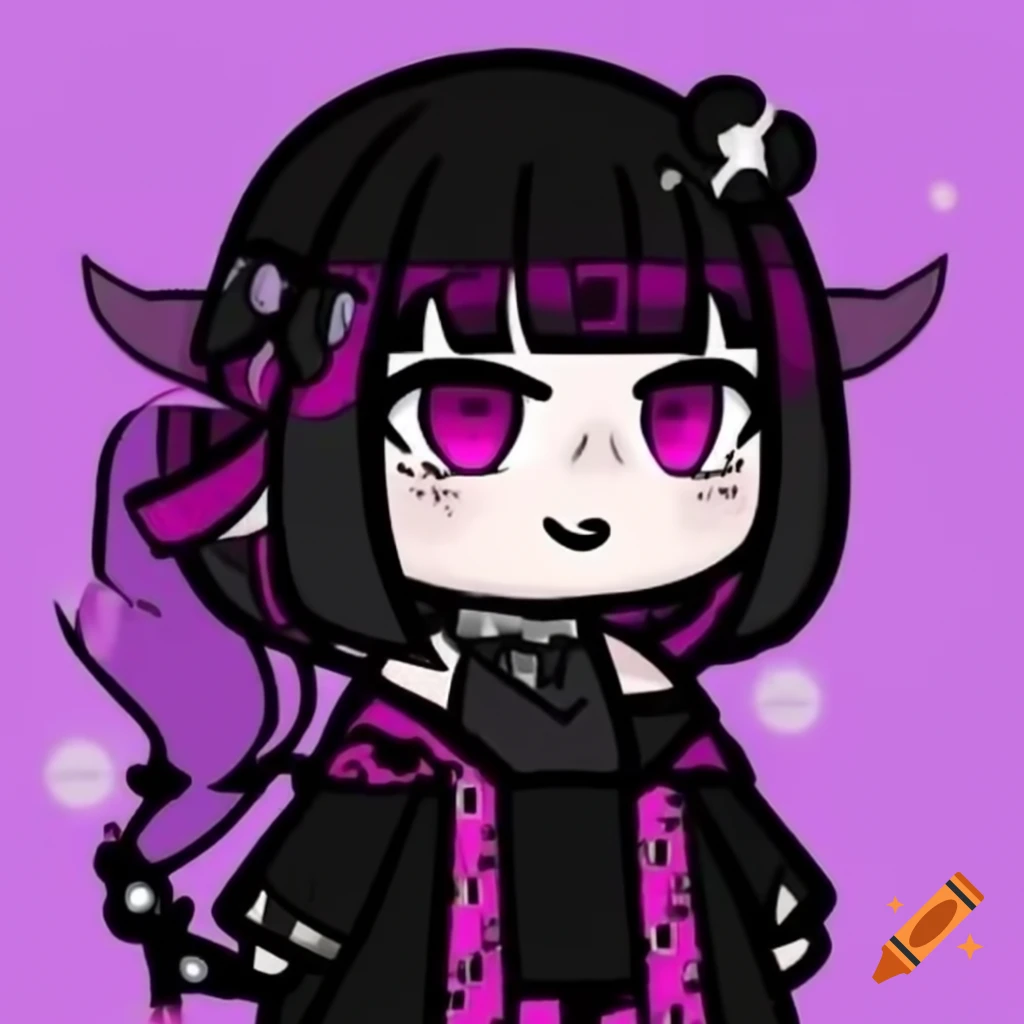 Goth VTuber character in original cartoon style