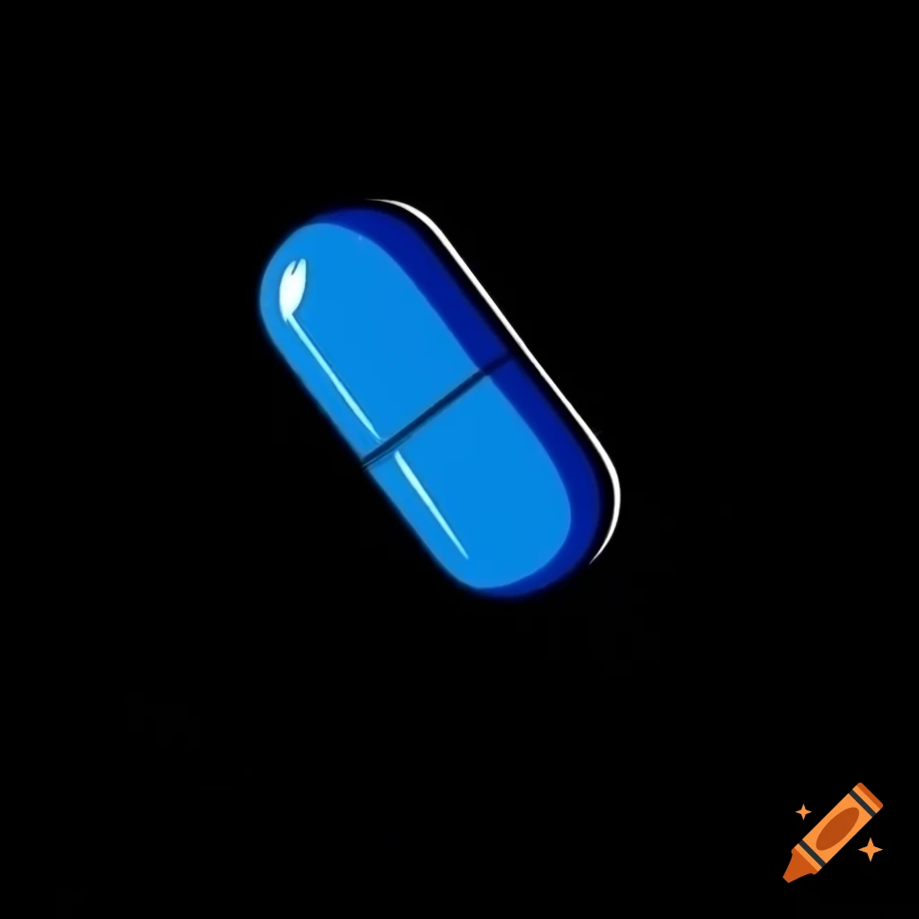 Centrical blue pill on black background