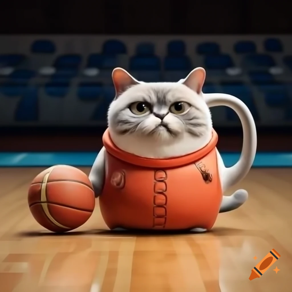 Cat playing basketball