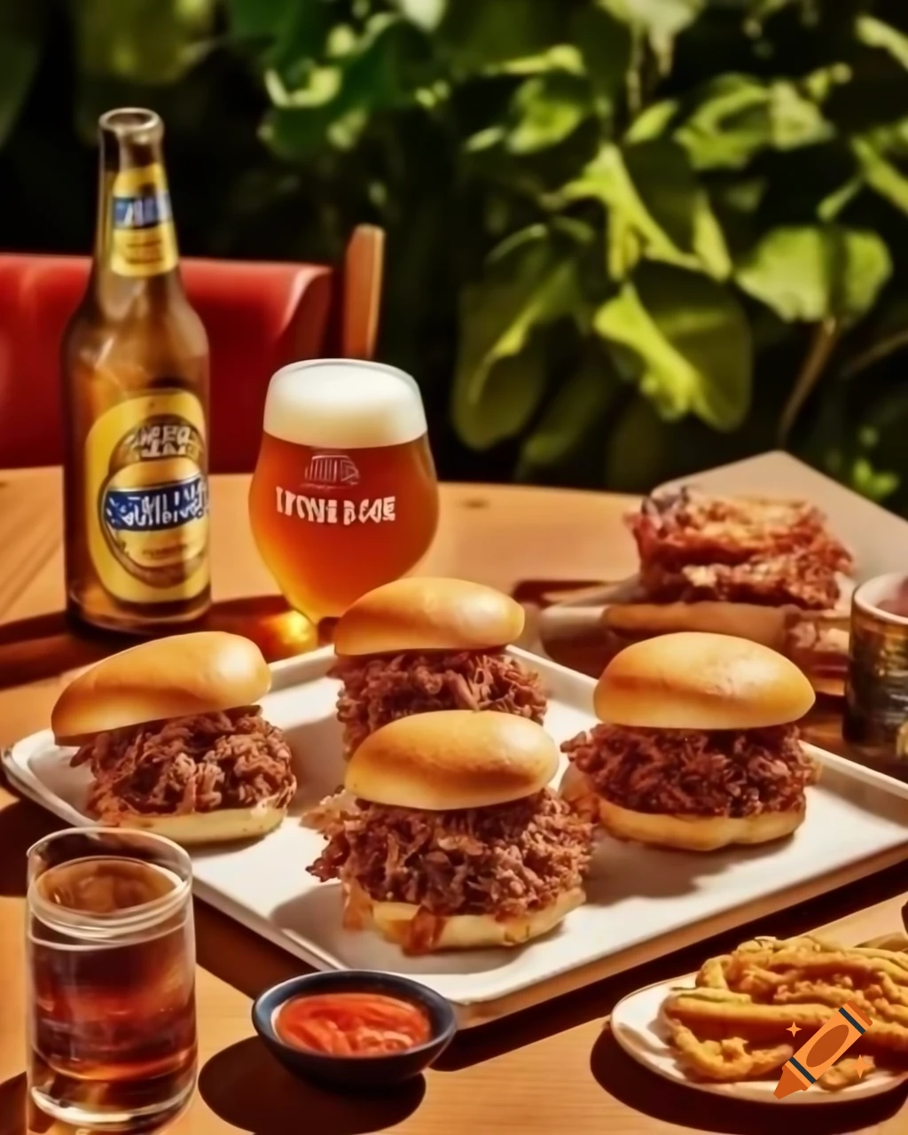 Close-up of face with pulled beef sandwiches and sauce, promoting a pop-up event