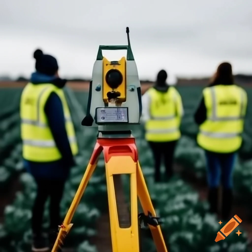 People wearing warning jackets surveying fields