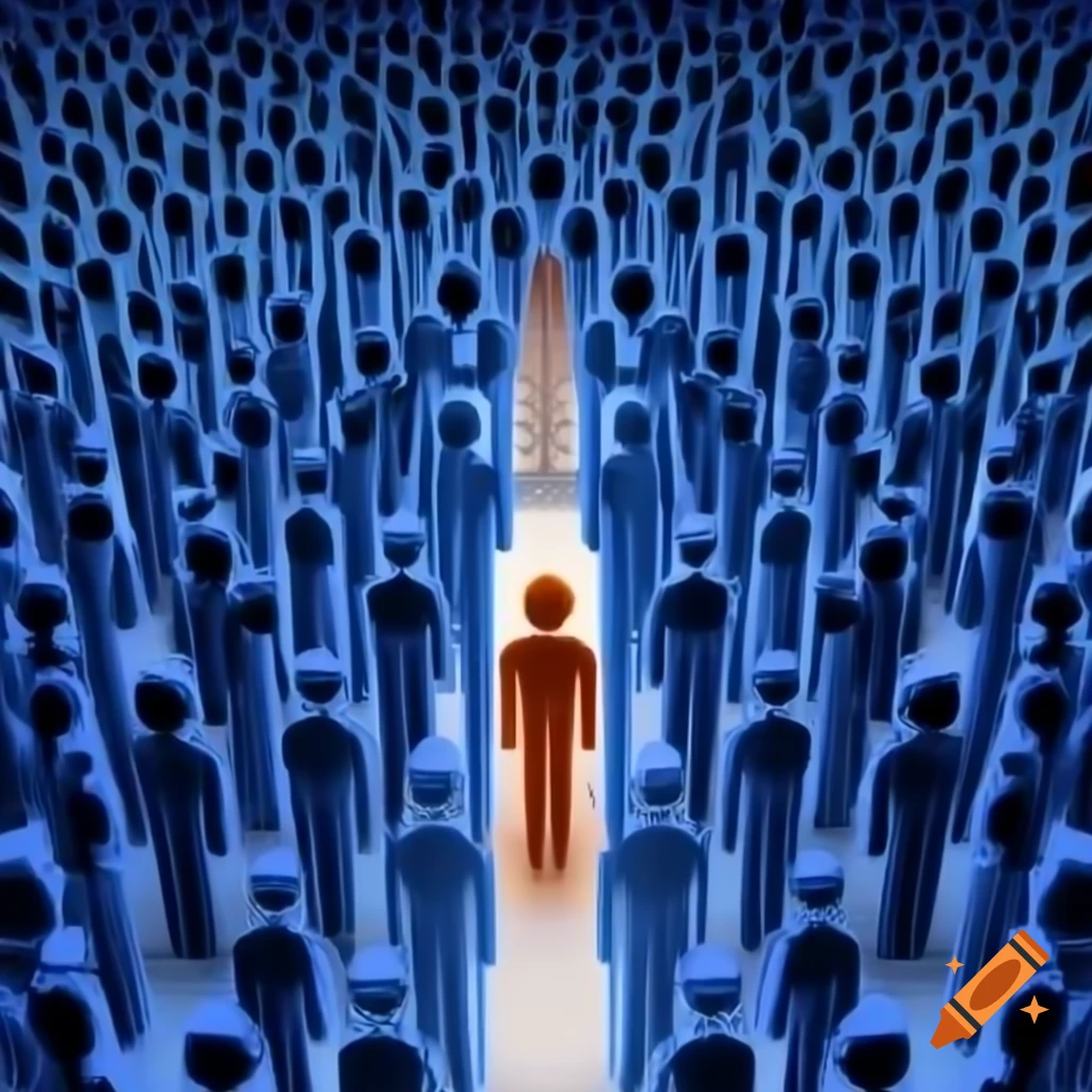 Animation of a leader guiding a group of people