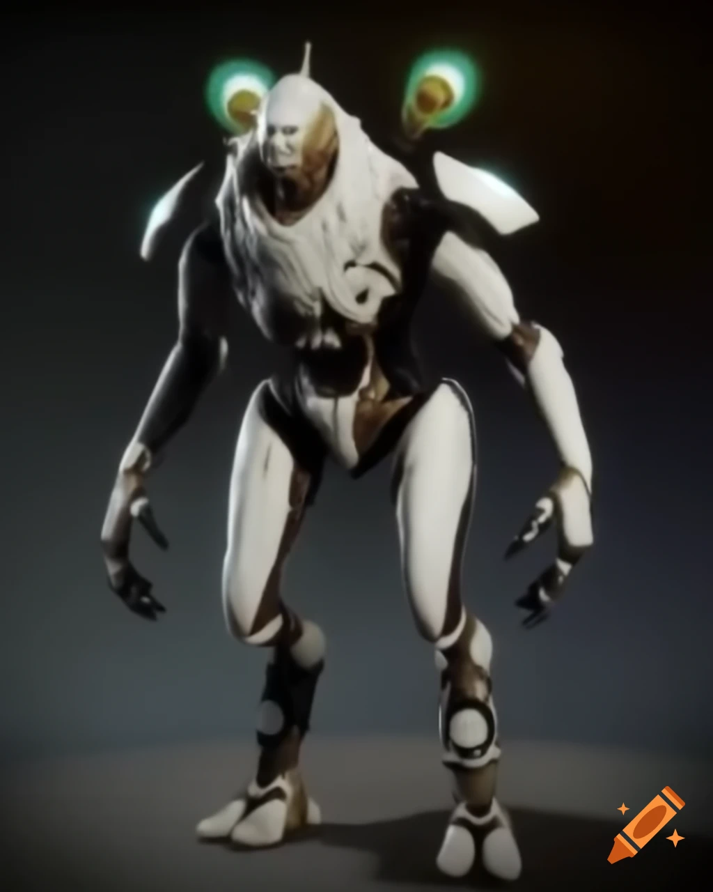 Intimidating Vex robot from Destiny 2 with glowing tubes and black armor