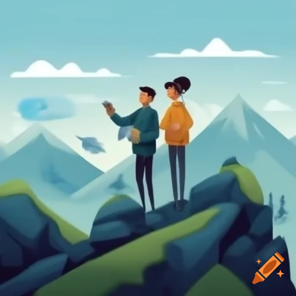 Couple hiking on a mountain trail