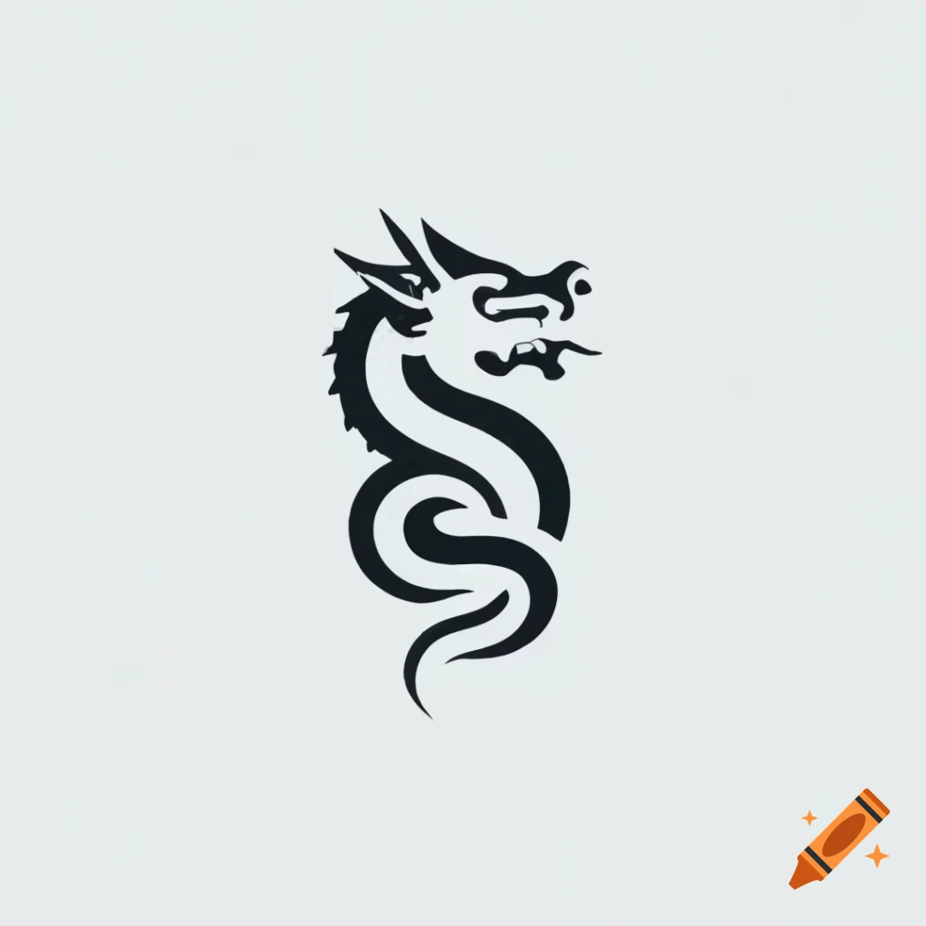 Modern classic logo of Greek dragon Draco with minimalist design, symbolizing power and wisdom