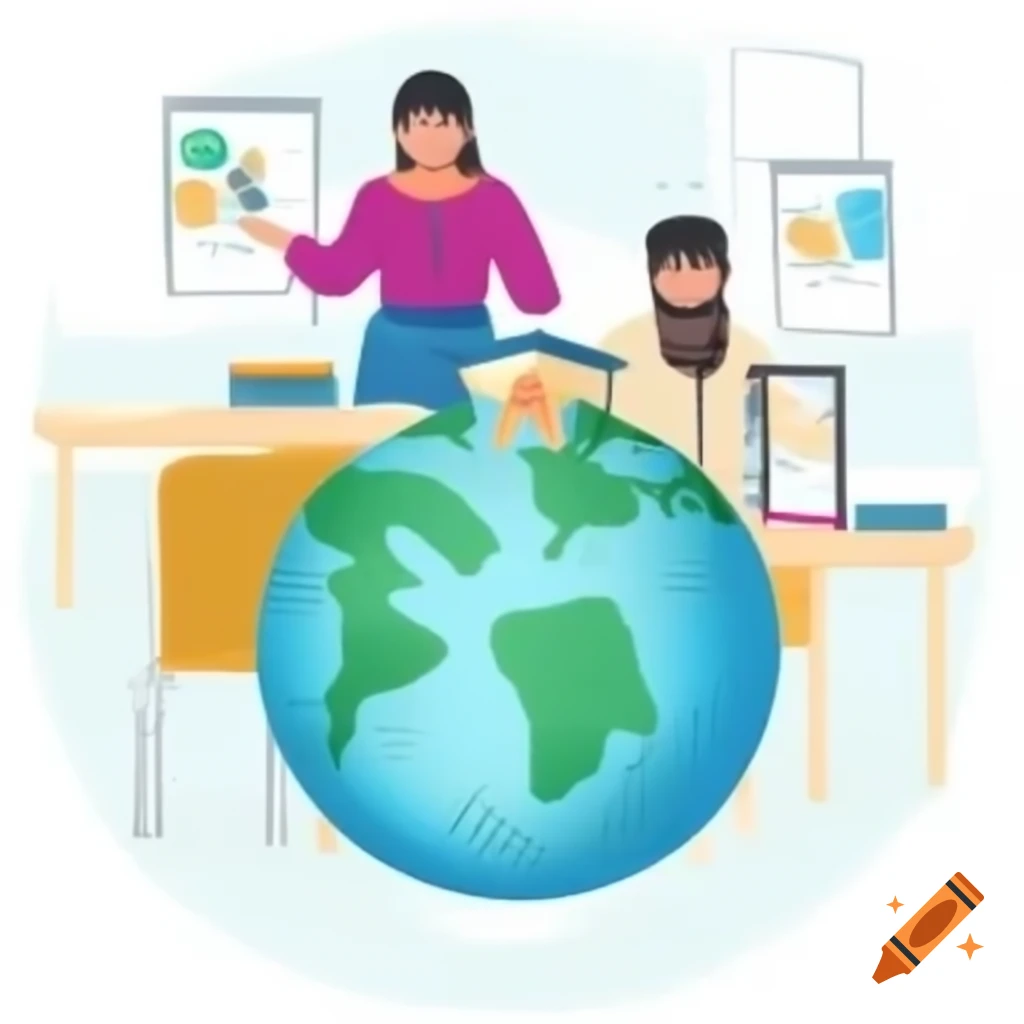 Teachers showcasing software 'Anytime, Anywhere Access' around a global theme