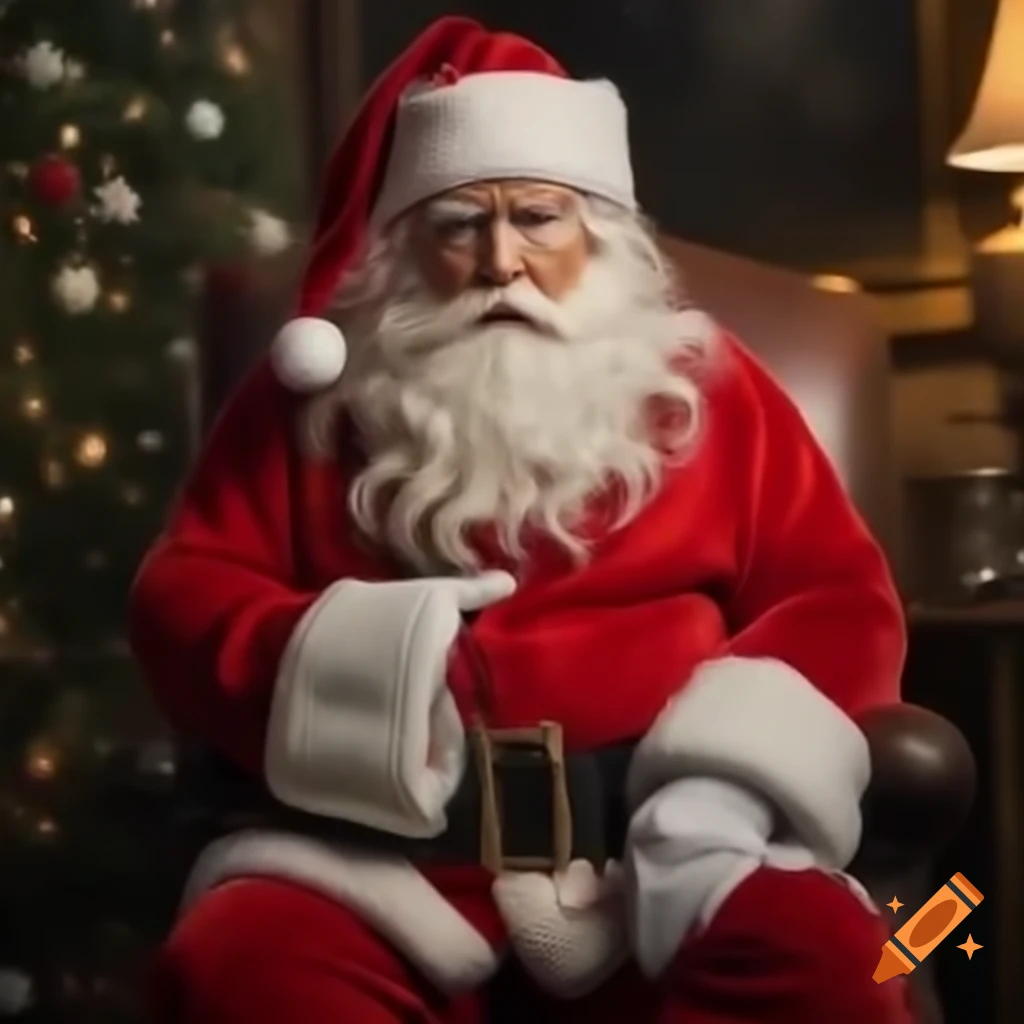 Satirical depiction of Donald Trump dressed as Santa Claus