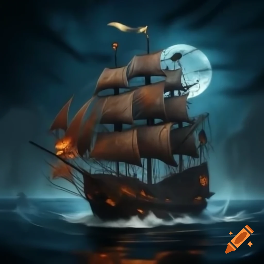 Halloween themed ship with spooky decorations