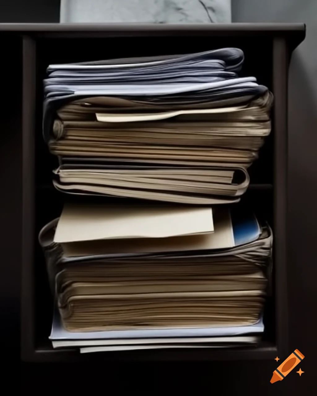 Organized documents in a drawer
