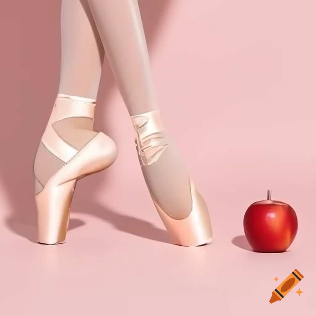 Ballet pointe shoes and an apple