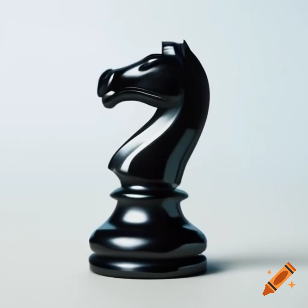 Black chess knight on plain background, simple and aesthetic design