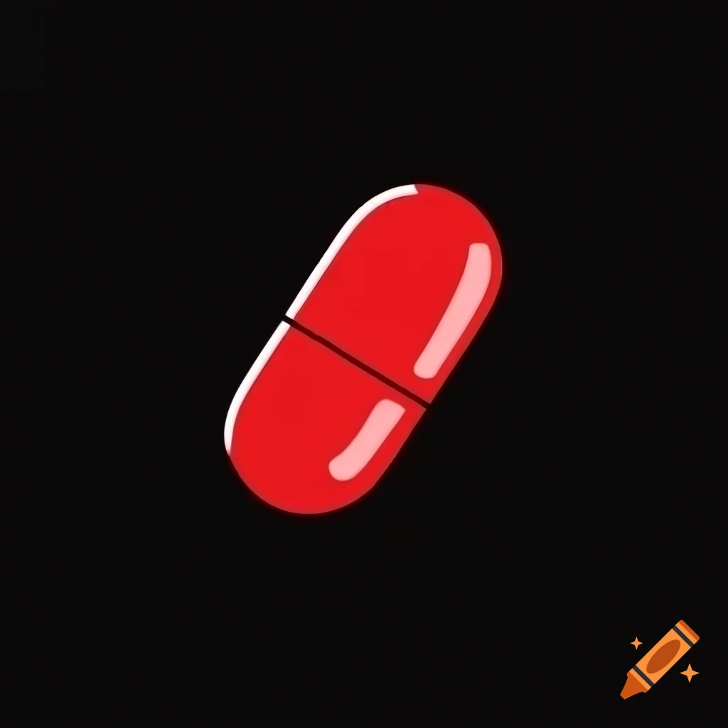 Red and white pill floating in space on craiyon