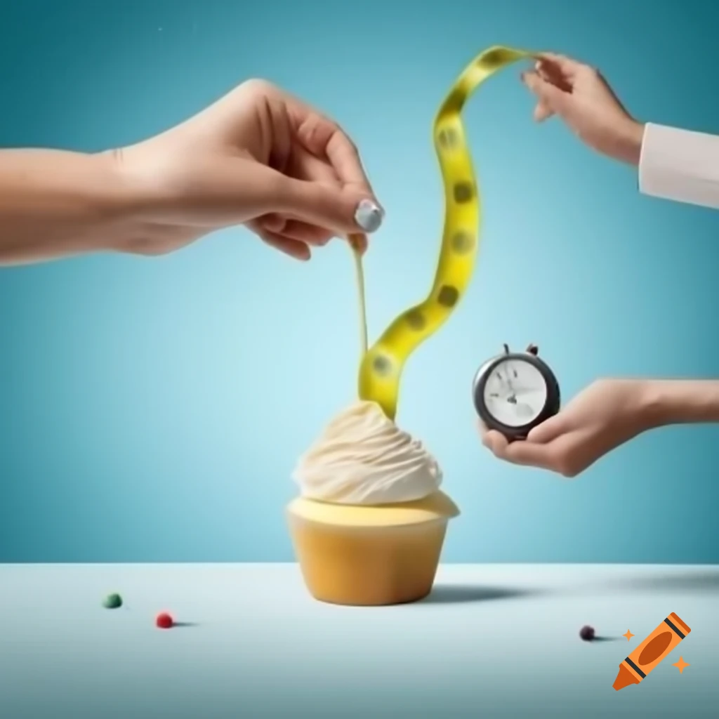 Three people measuring the speed of a falling cupcake with stopwatch and tape measure