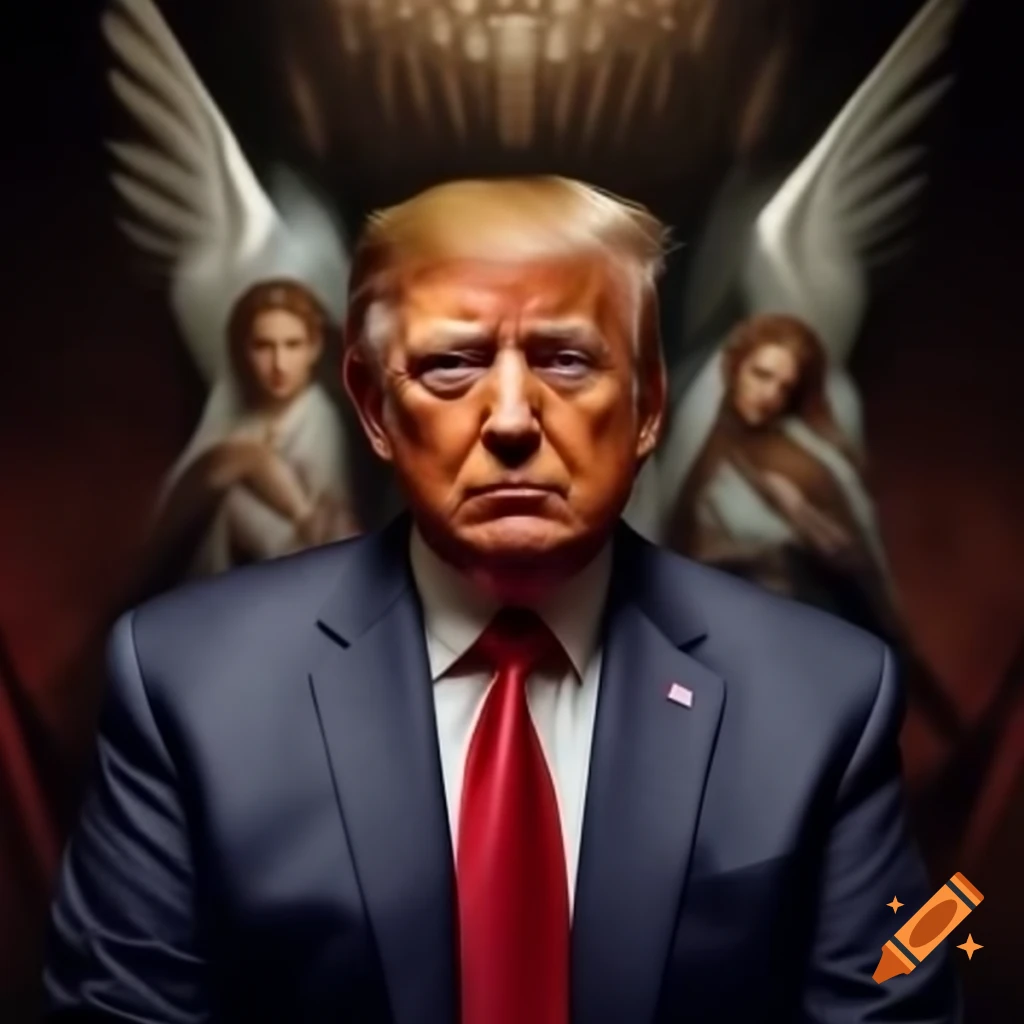 Kind-faced individual surrounded by guardian angels