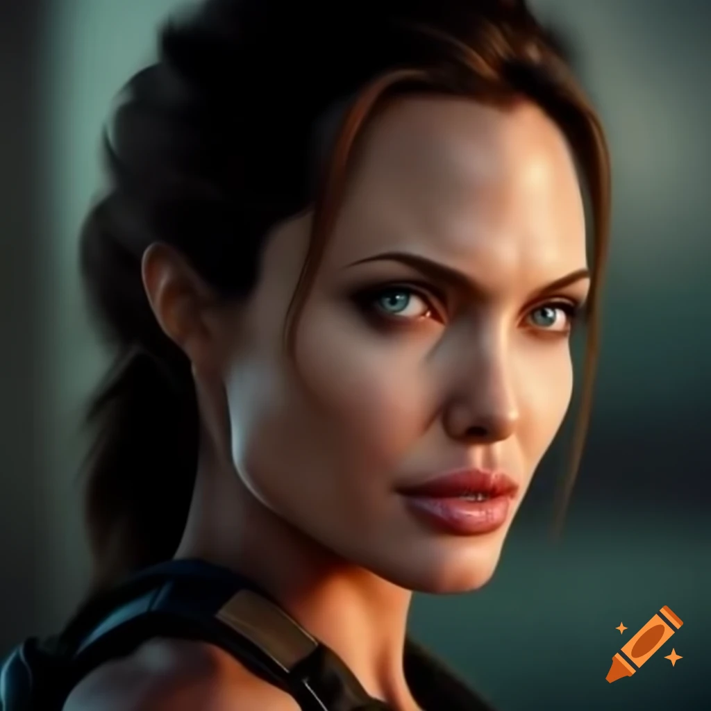 Stunning portrait of actress as Lara Croft showcasing athletic physique