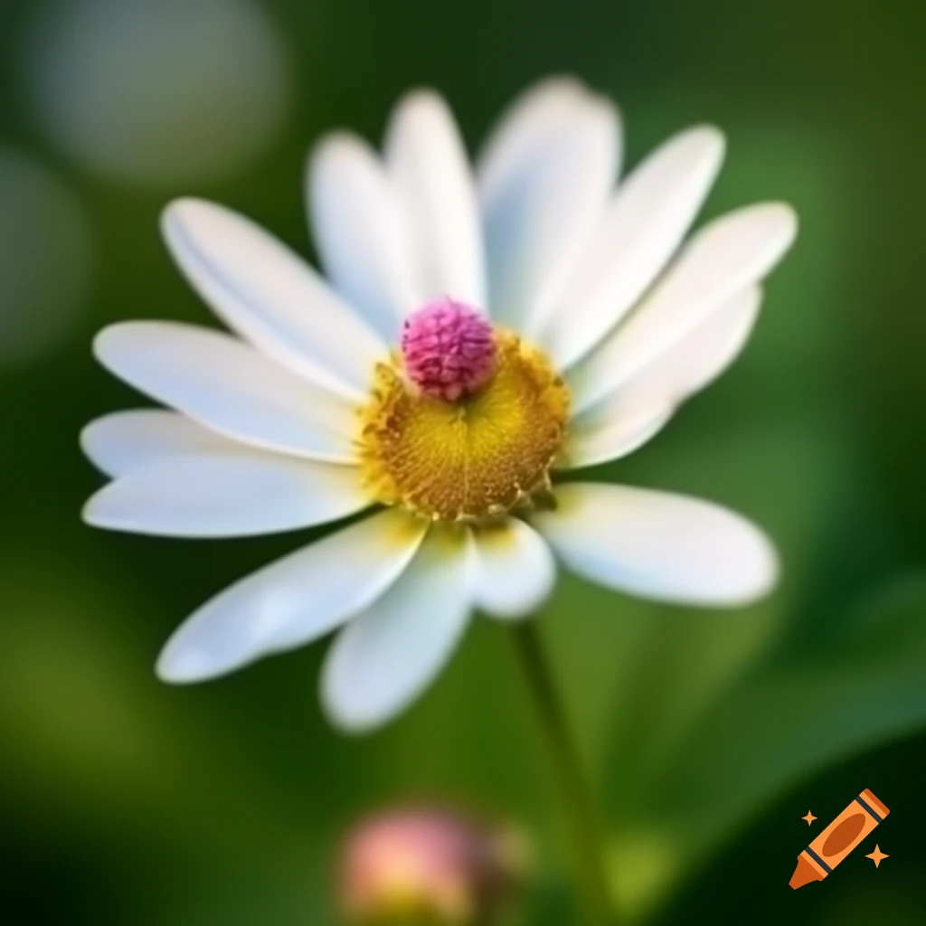 Flower with white petals and pink bud