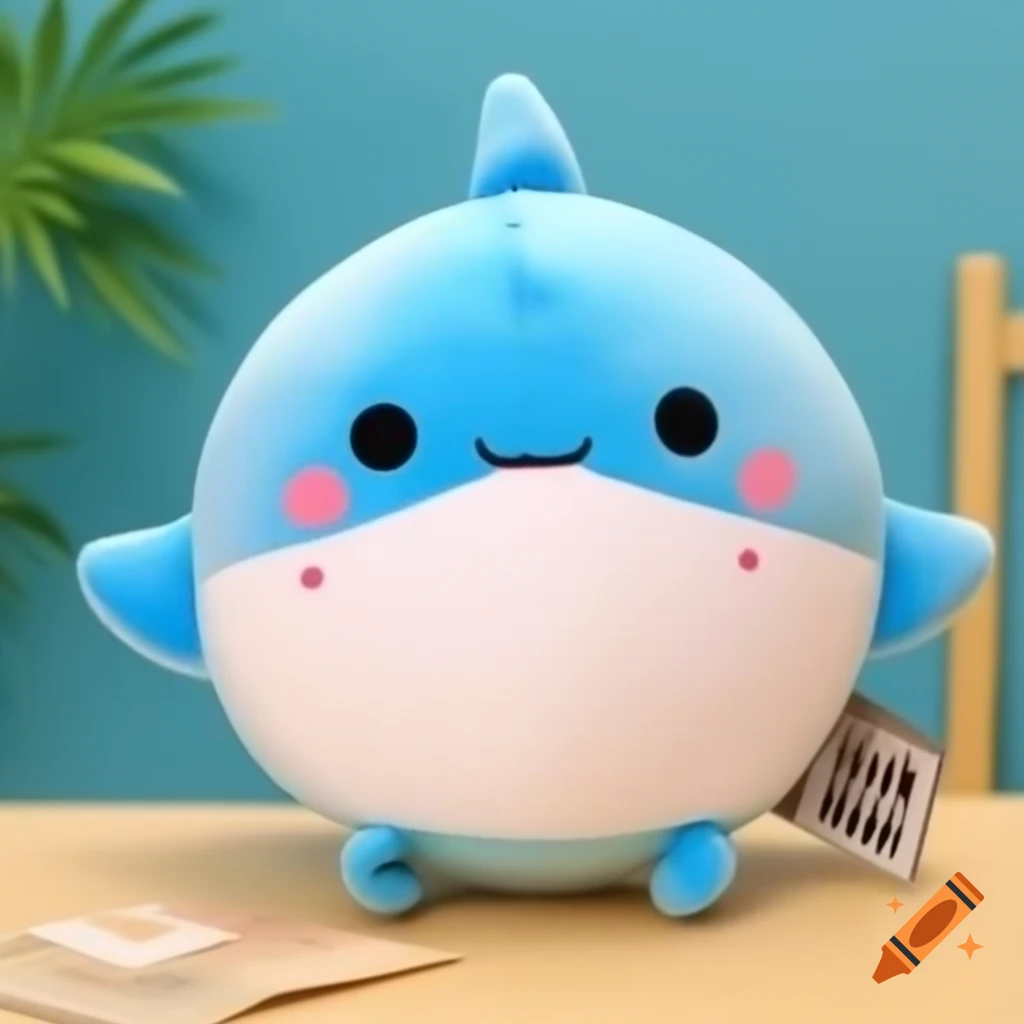 Cartoonish cute plushie shark illustration