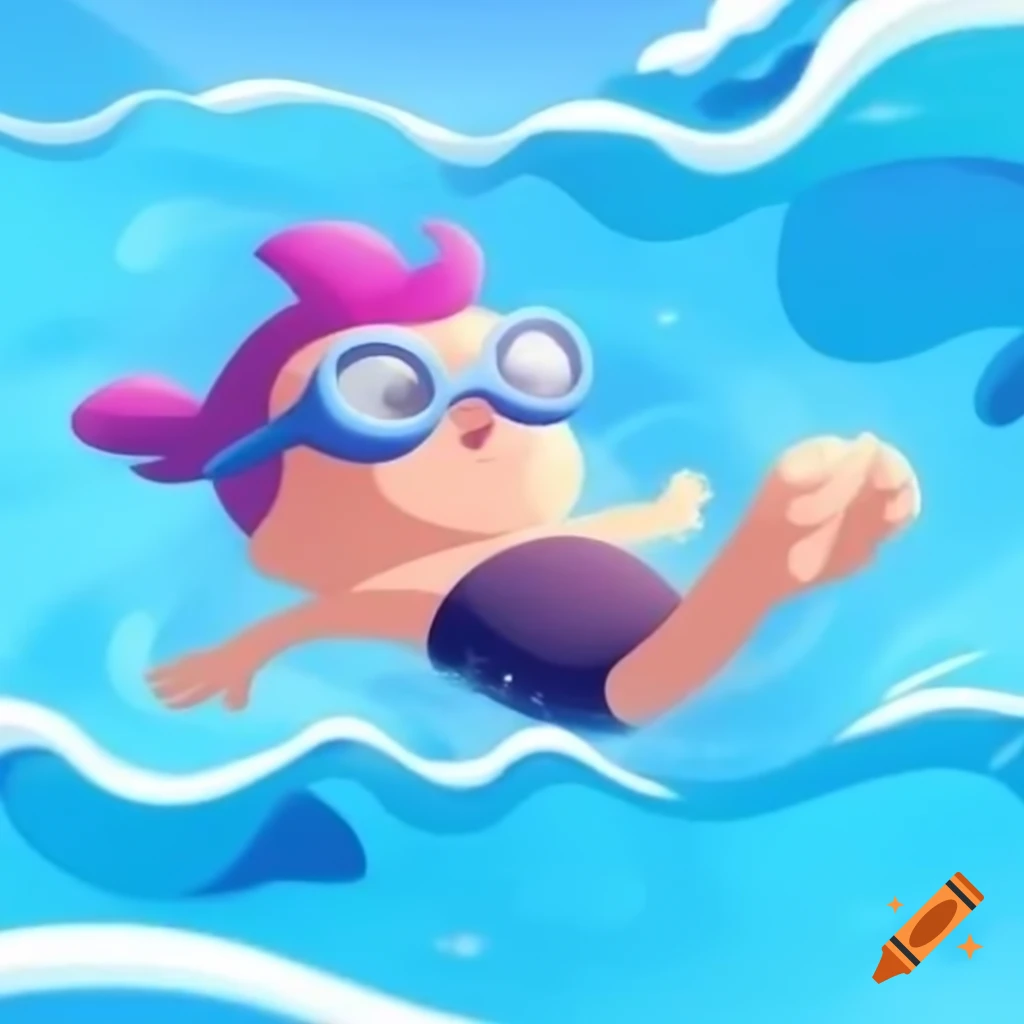 Cartoon of animated blobs swimming playfully