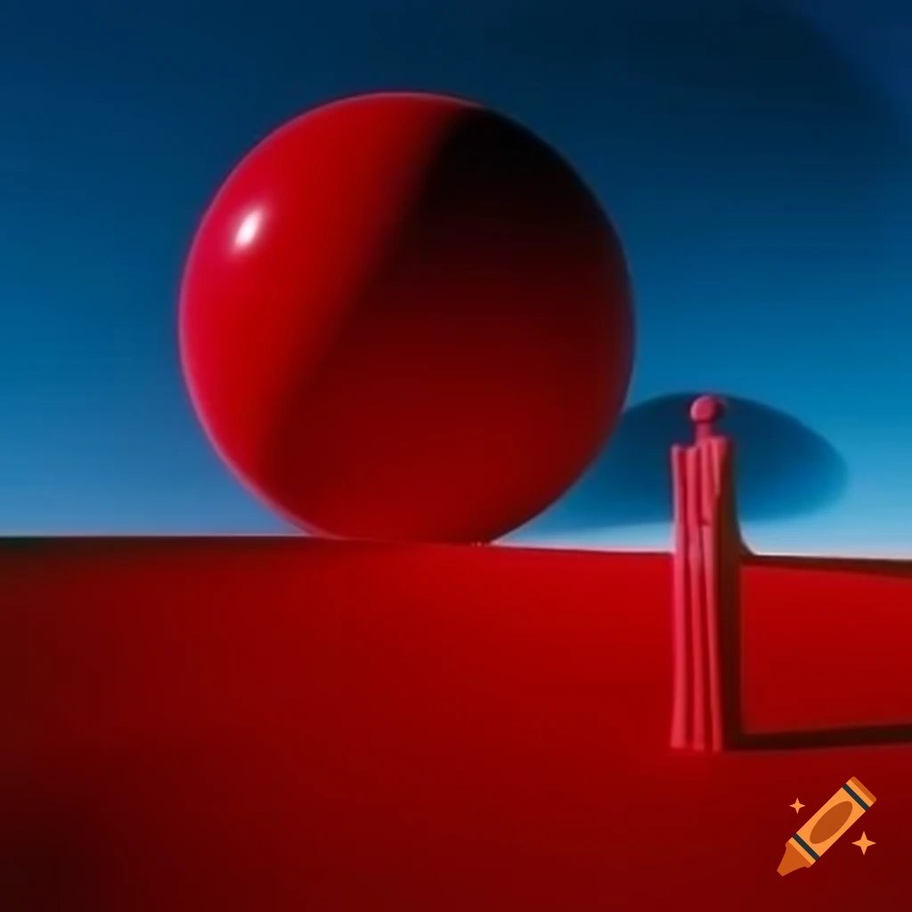 Pop surreal photography featuring red glass statue
