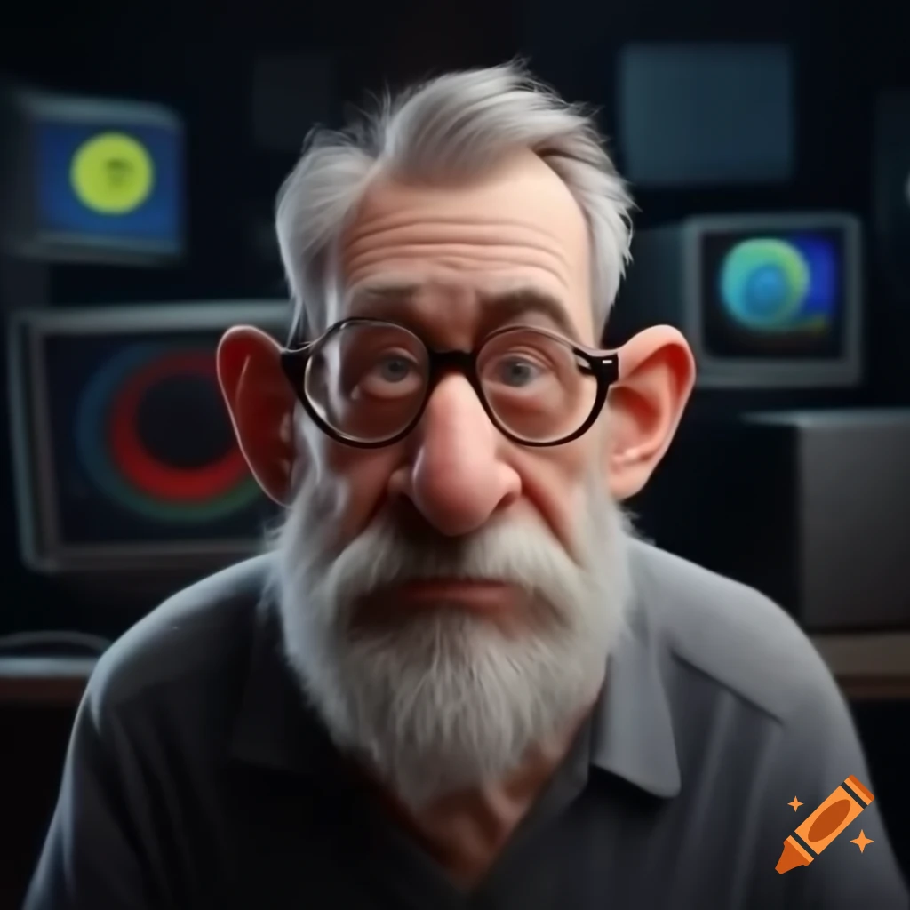 Tired man with glasses and grey beard looking confused at computer