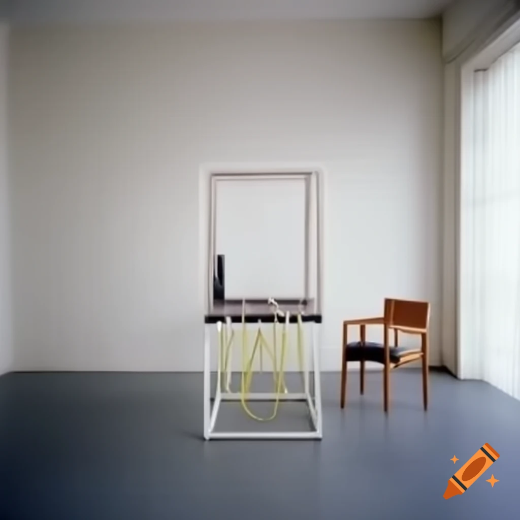 Minimal cube-shaped frame with a net for seating or lying for a 200 cm tall person