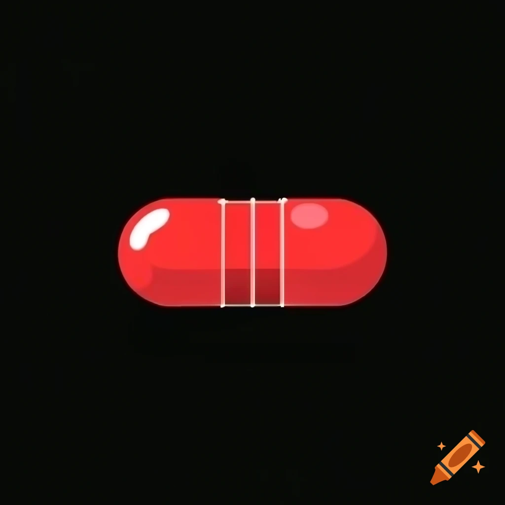 Red pill on black background