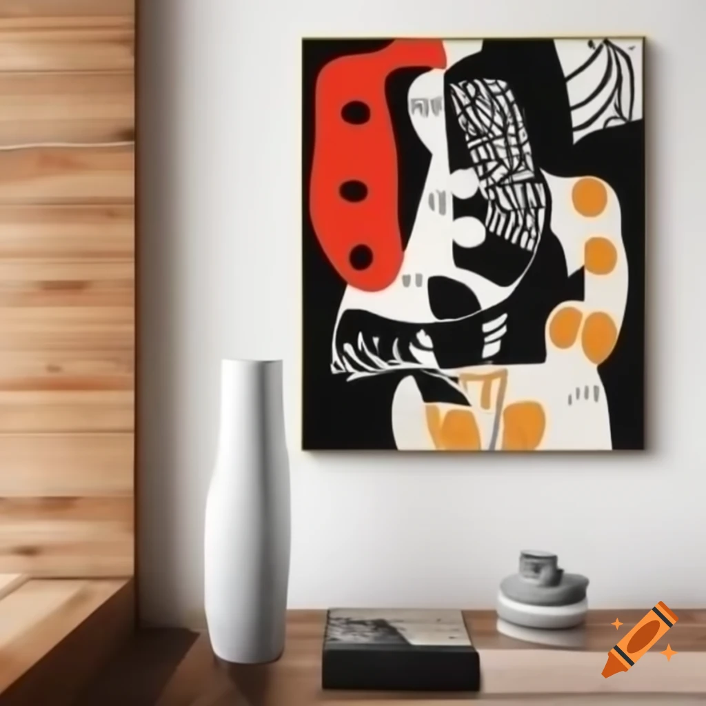 Marimekko-inspired art resembling Guernica with bold colors and patterns